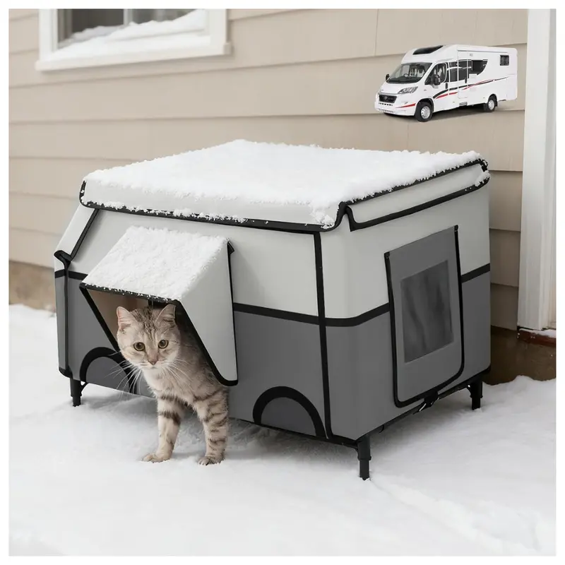 Climbhope Weatherproof Outdoor Heated Cat House With Escape 1