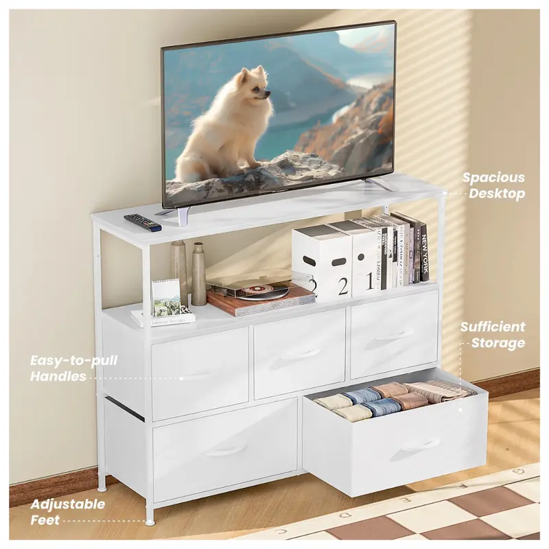 Concetta Tv Stand With 5 Drawer Dresser 1