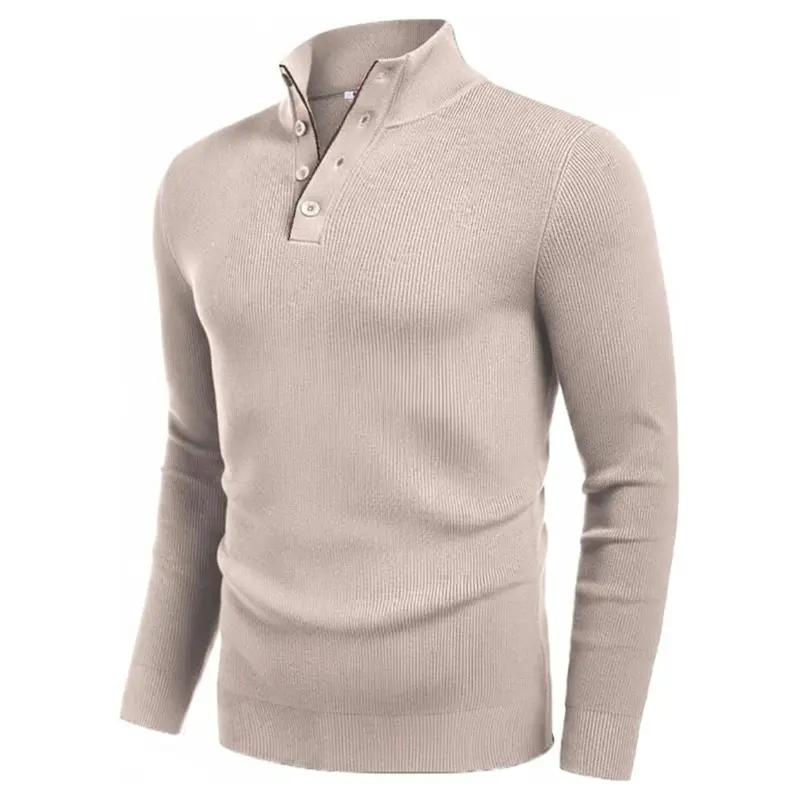 Coofandy Men's Quarter Button Henley Neck Sweater 1