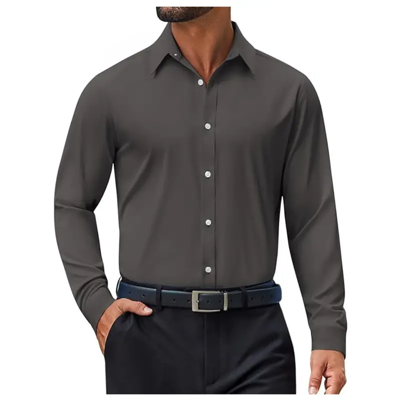 Coofandy Men's Slim Fit Long Sleeve Solid Dress Shirt 1