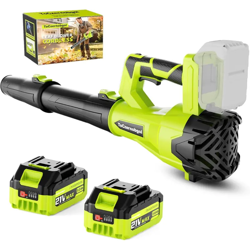 Cordless 550 Cfm 600W Electric Leaf Blower W/ 2 X 3.0Ah Batteries & Charger 1