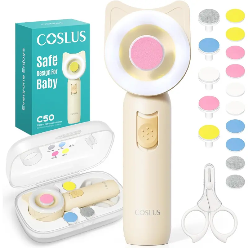 Coslus 16-In-1 Electric Baby Nail Trimmer Kit W/ 360Deg. Light (3 Colors) 1