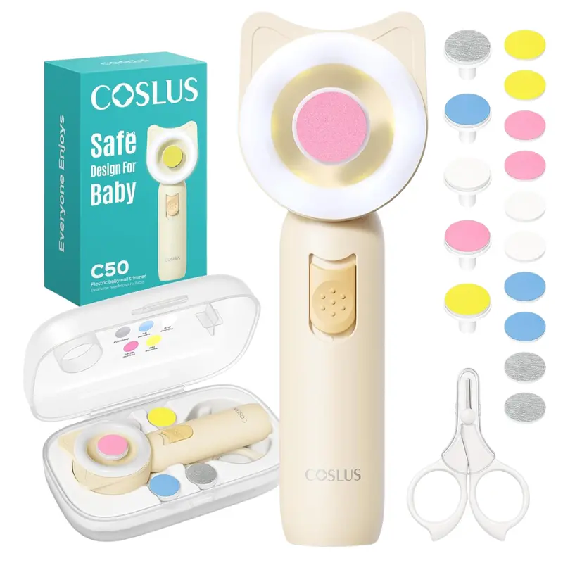 Coslus 16-In-1 Electric Baby Nail Trimmer Kit W/ 360º Light (3 Colors) 1