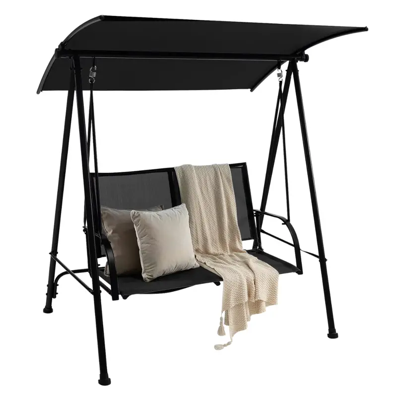 Costway 2-Seat Patio Swing Porch Swing W/ Adjustable Canopy 1