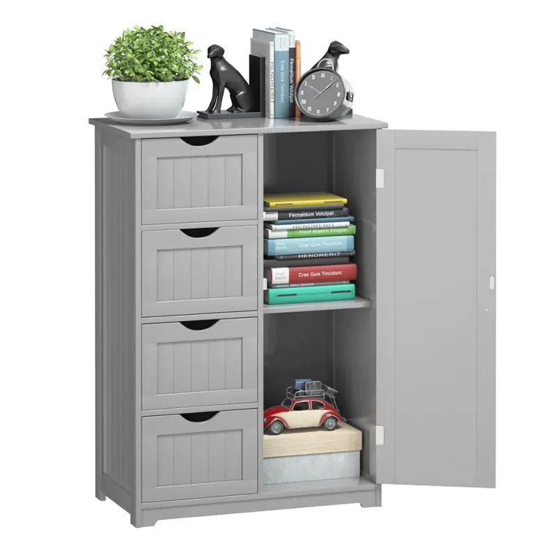 Costway Bathroom Storage Wooden 4-Drawer Cabinet (2 Colors) 1