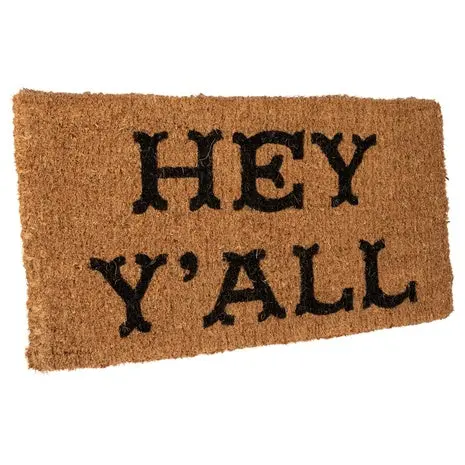 Creative Co-Op Natural Coir Hey Y'all Doormat 1