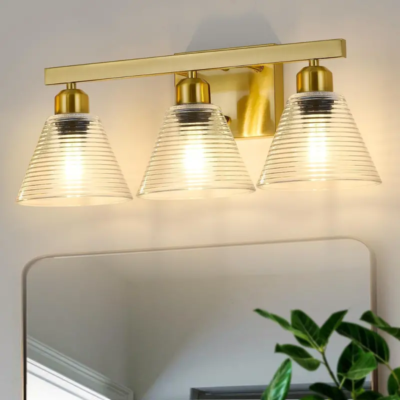 Dalouguan 3-Light Bathroom Vanity Lights Fixtures W/ Clear Glass Shade 1