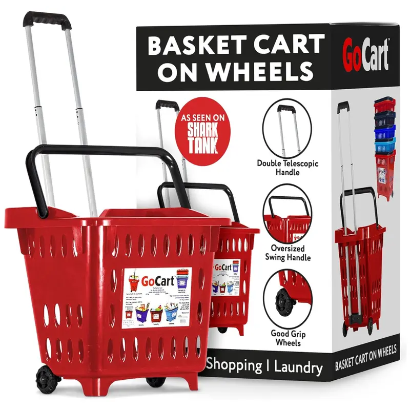 Dbest Products Gocart Rolling Red Grocery Cart 1