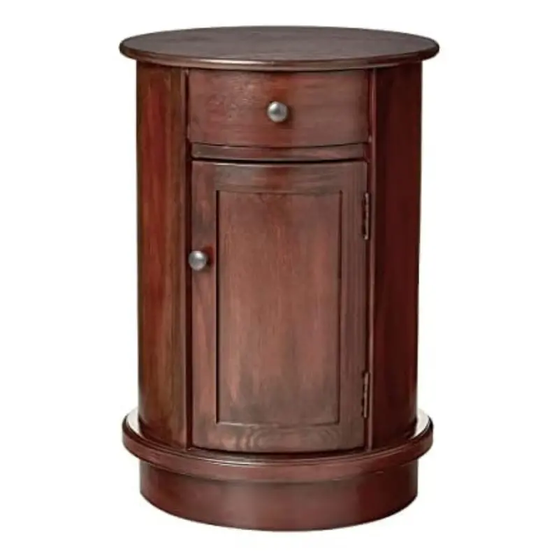 Decor Therapy Keaton Traditional Round Side Storage End Table 1