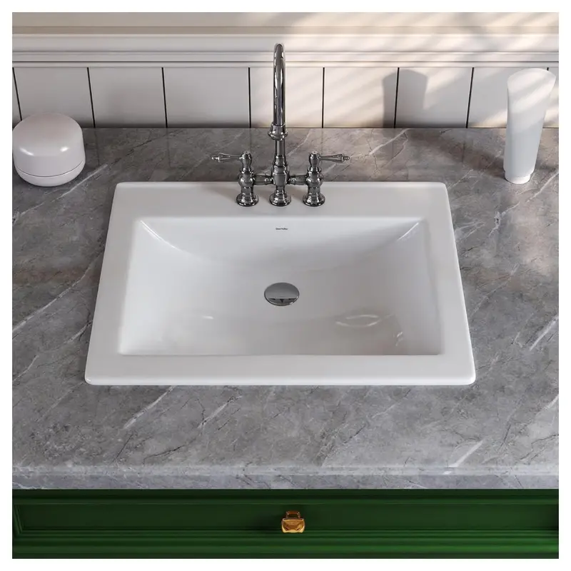 Deervalley 21" X 18" Rectangular Ceramic Drop-In Bathroom Sink 1