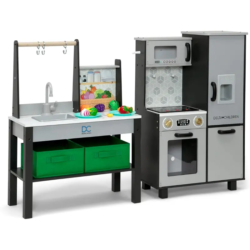 Delta Children All-In-One Corner Play Kitchen Playset W/ Lights & 20 Accessories 1