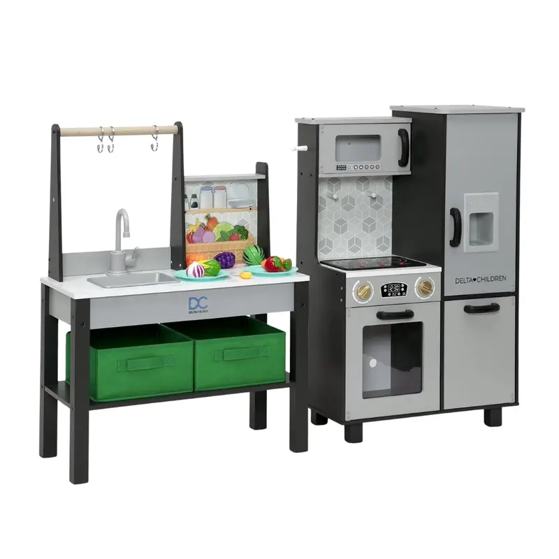 Delta Children All-In-One Corner Play Kitchen Playset W/ Lights & 20 Accessories 1