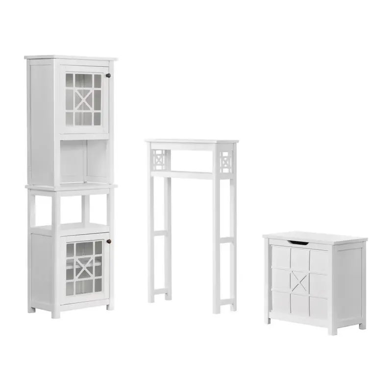 Derby 4-Piece Bathroom Set With Over Toilet Open Storage Shelf 1