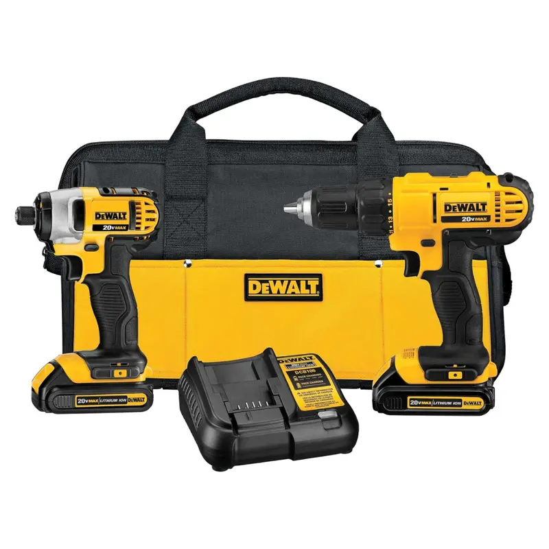 Dewalt 20V Cordless Drill & Impact Driver W/ 2 Batteries 1