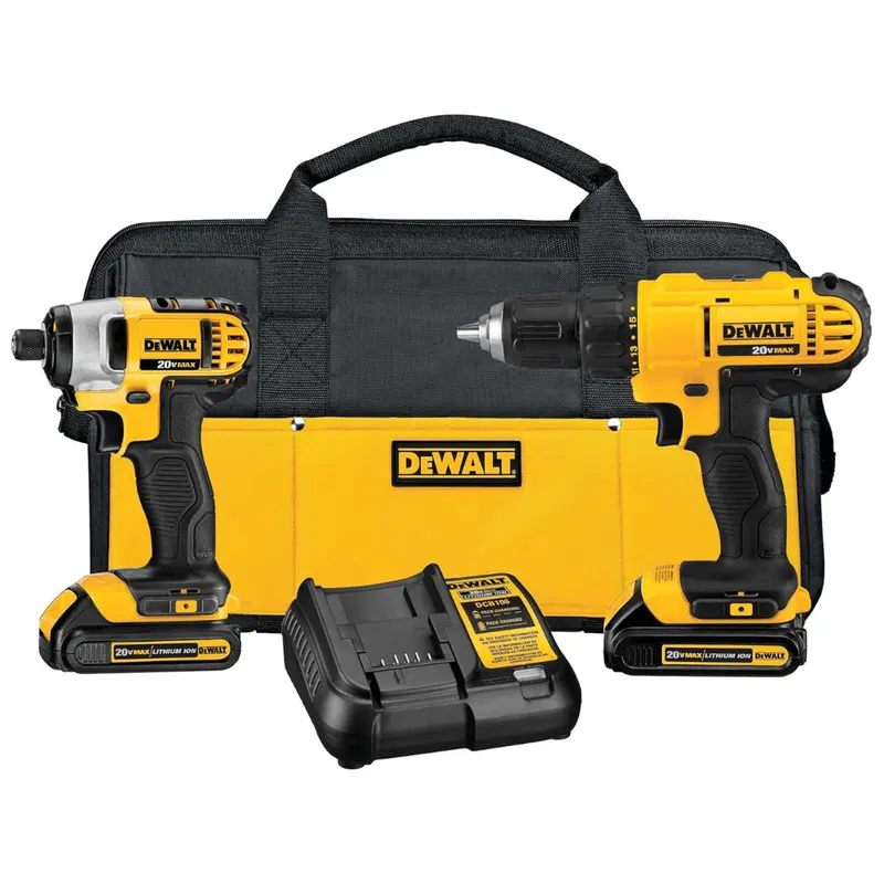 Dewalt 20V Cordless Drill & Impact Driver W/ 2 Batteries 1