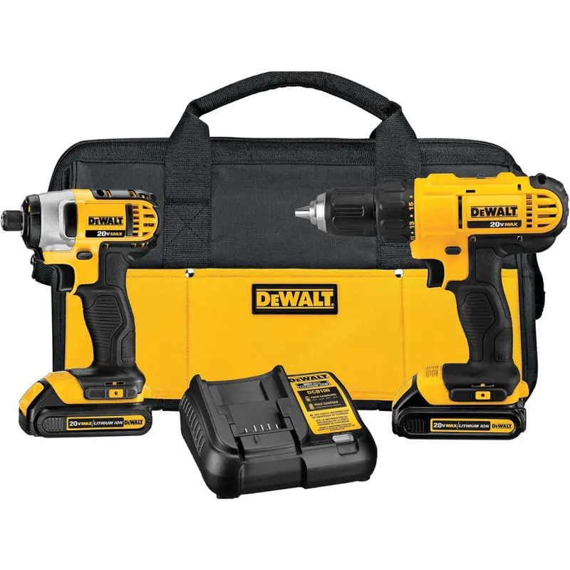 Dewalt 20V Cordless Drill & Impact Driver W/ 2 Batteries 1