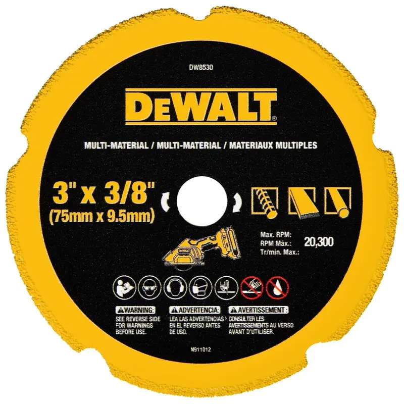Dewalt 3" Cut Off Wheel With Fine Finish, Ultra Sharp Carbide (Dw8530) 1