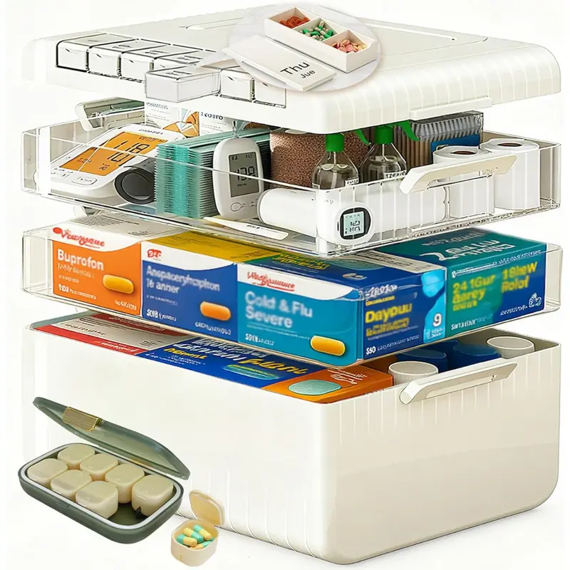 Dizaolive Large 3-Tier Medicine Cabinet & Pill Organizer 1