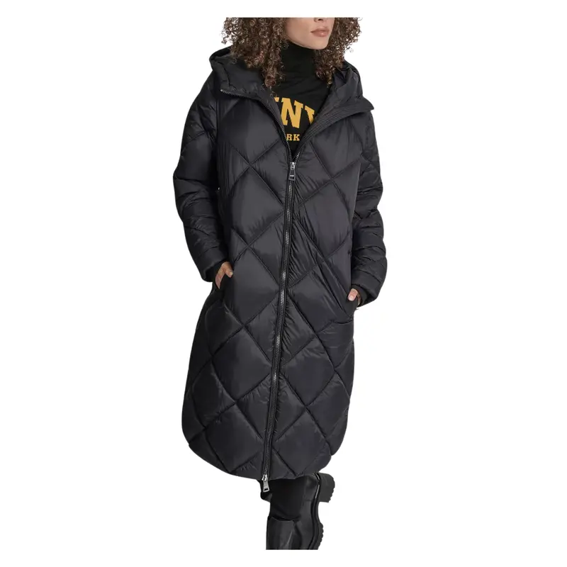 Dkny Women's Diamond Quilted Hooded Puffer Coat 1