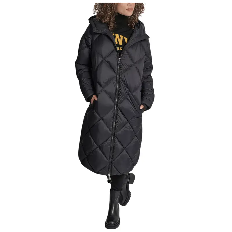 Dkny Women's Diamond Quilted Hooded Puffer Coat (4 Colors) 1