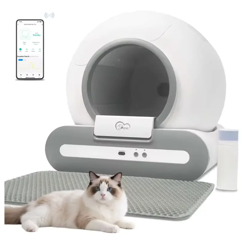 Doel 65L Self-Cleaning Cat Litter Box With Mat & Trash Bags 1