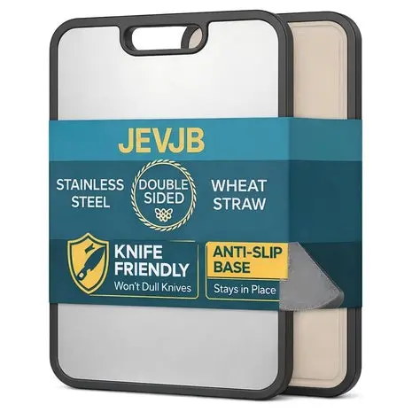 Double Sided Stainless Steel Cutting Board With Anti-Slip Base 1