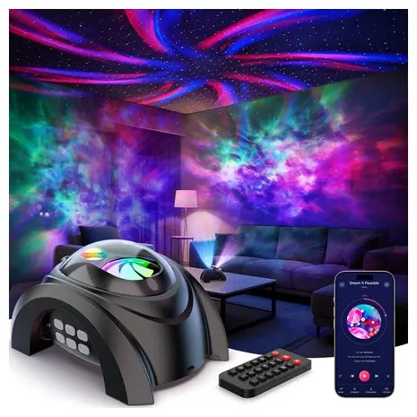 Dual Lens Galaxy Star Projector With White Noise & Bluetooth Speaker 1