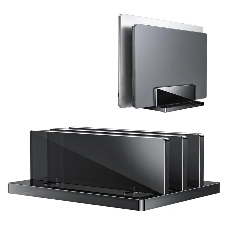 Dual Slot Acrylic Vertical Laptop Stand 1