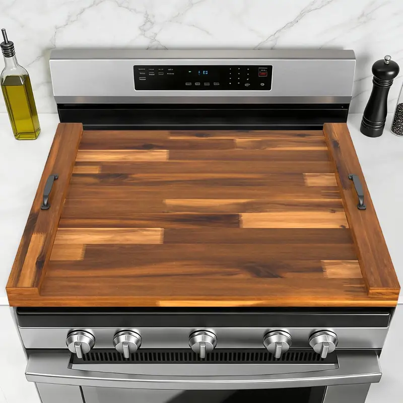 Dumos 22'' X 29.5'' Noodle Board Wooden Stove Top Cover W/ Handles 1
