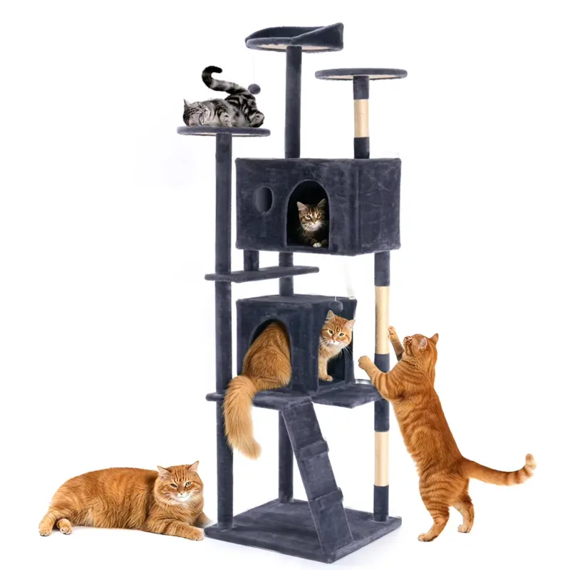 Dumos 70" Multi-Level Indoor Cat Tree Tower With 2 Condos 1