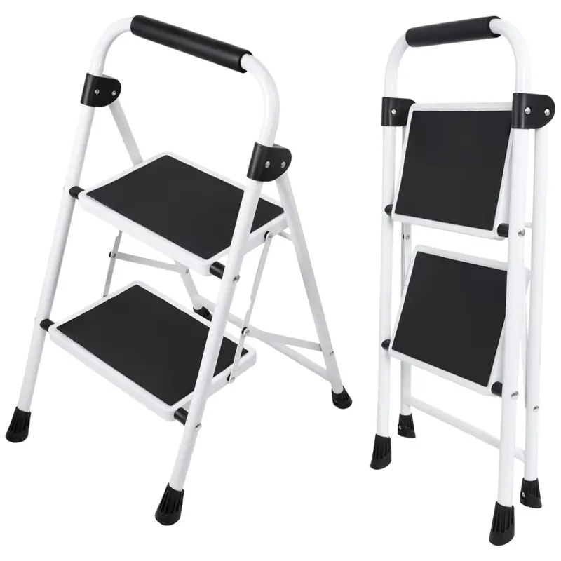 Dumos Portable Heavy-Duty 2-Step Steel Ladder With Handrail 1