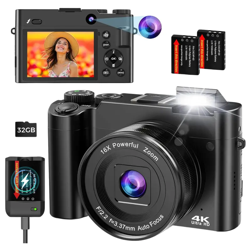 Duoch 4K 64Mp Digital Camera With Dual Lens & 16X Zoom 1
