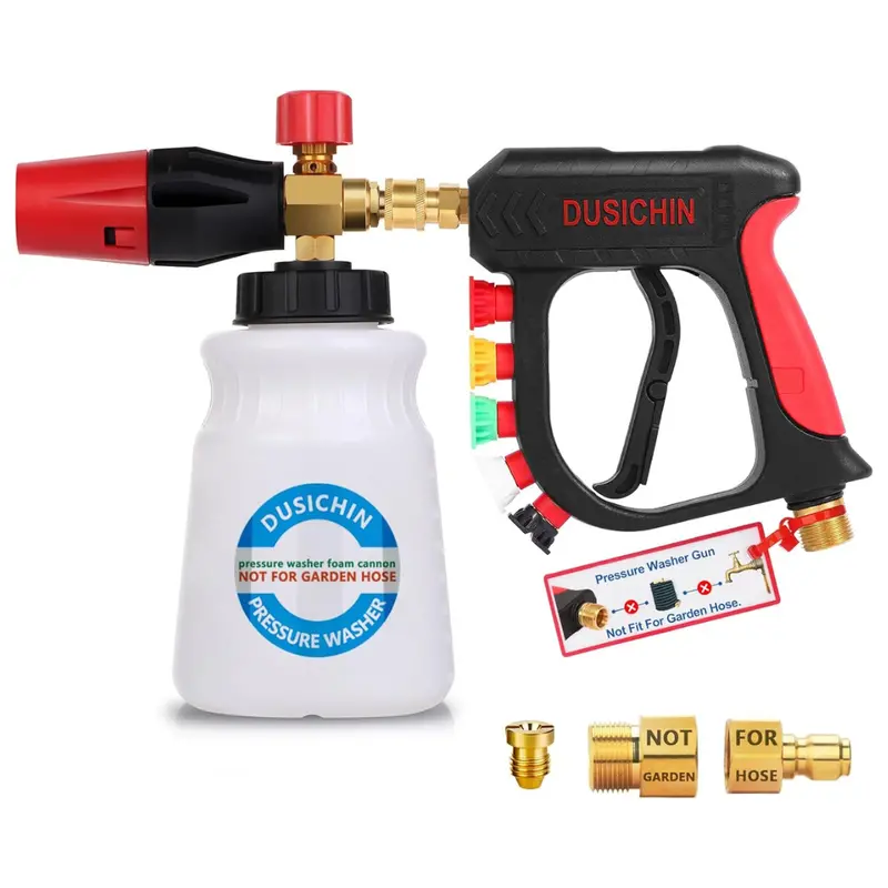 Dusichin 1/4" Qc Pressure Washer Foam Cannon W/ 5 Nozzles 1