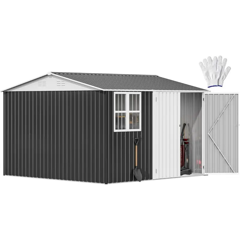 Dwvo 10' X 10' Outdoor Storage Shed (Gray + White) 1
