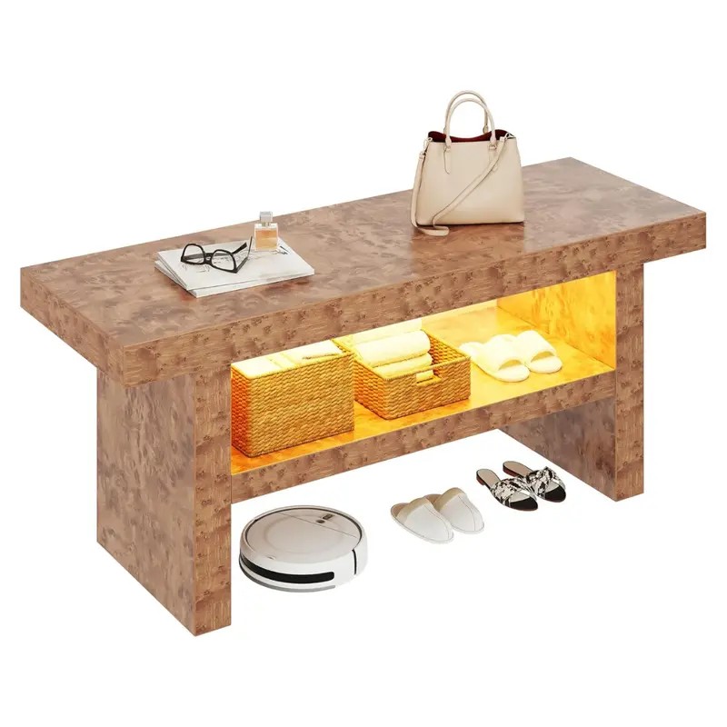 Dwvo 39.4" Entryway Bench With Motion-Sensing Warm Led Light 1