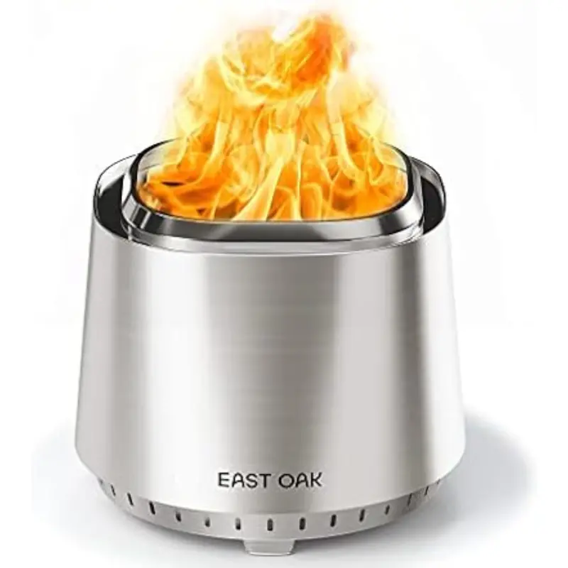 East Oak 17 Stainless Steel Smokeless Fire Pit W/Fire Poker And Stand 1