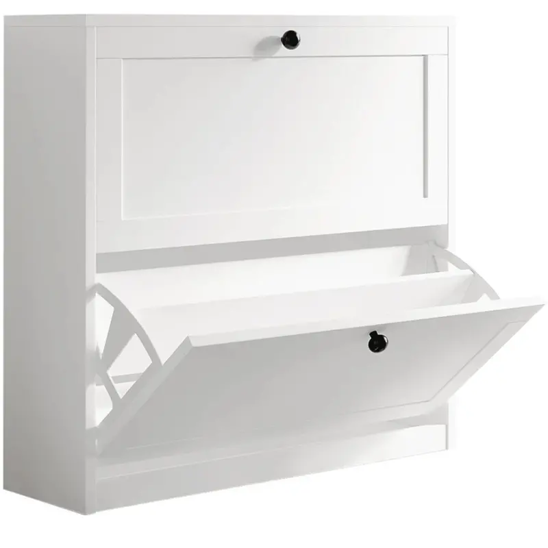 Ebern Designs Shoe Storage Cabinet With 2 Flip Drawers 1