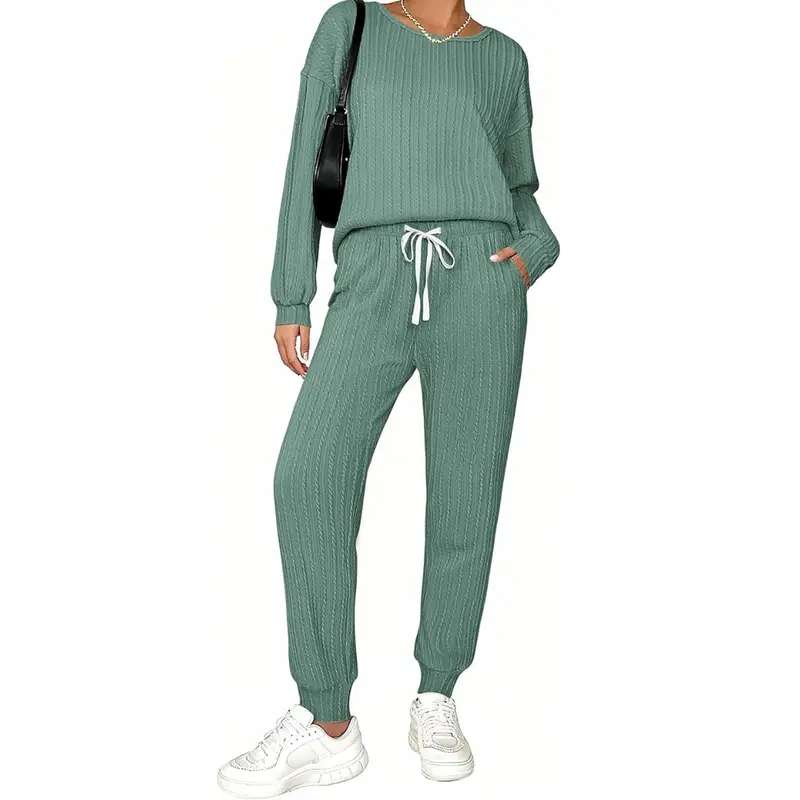 Ekouaer Women's 2-Piece Ribbed Knit Pajamas Set (Various) 1