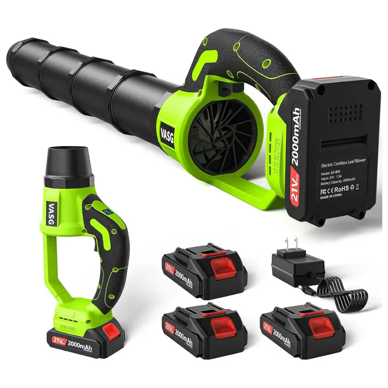 Electric Cordless Leaf Blower 3 X 21V Batteries & Charger Set 1
