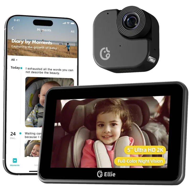Ellie Baby Pro 2K Uhd Car Backseat Camera W/ Color Night Vision 1