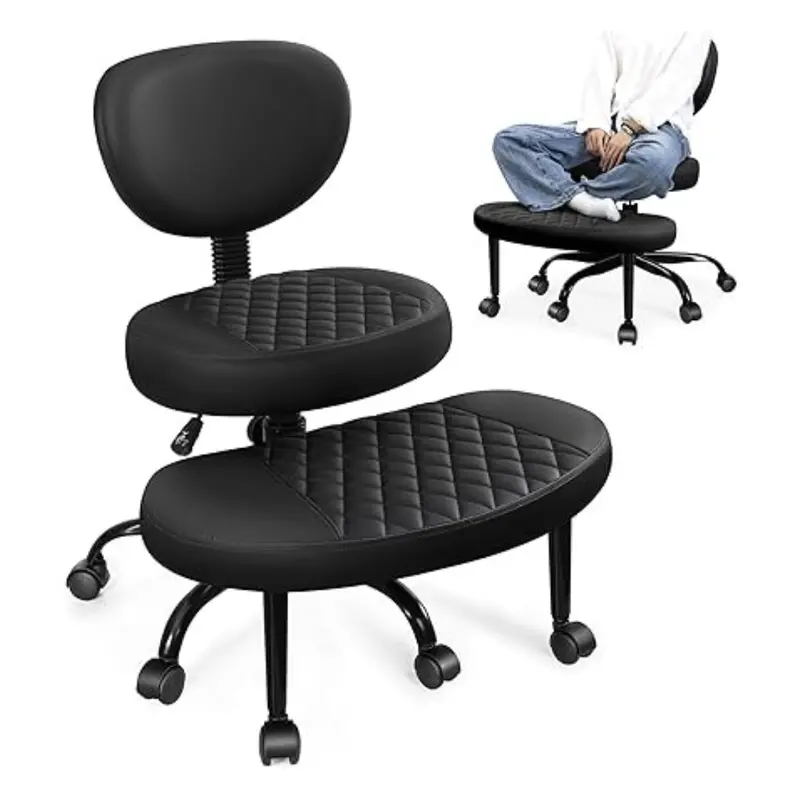 Ergonomic Adjustable Height Cross Legged Office Chair With Wheels 1