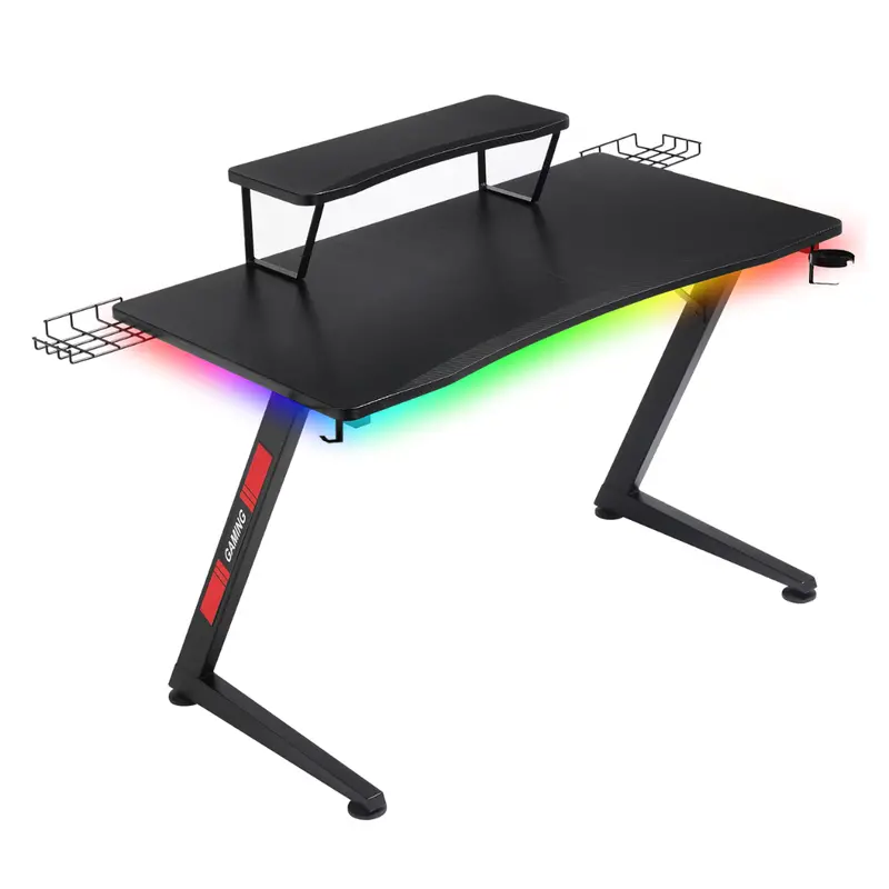 Ergonomic Curved 3-Sided Led Z-Leg Gaming Desk 1