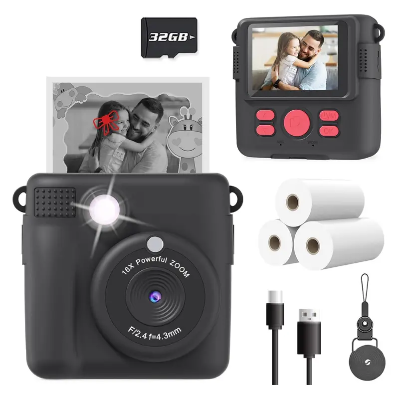 Esoxoffore Kids Portable Digital Selfie Instant Print Camera W/ 1080P Video 1