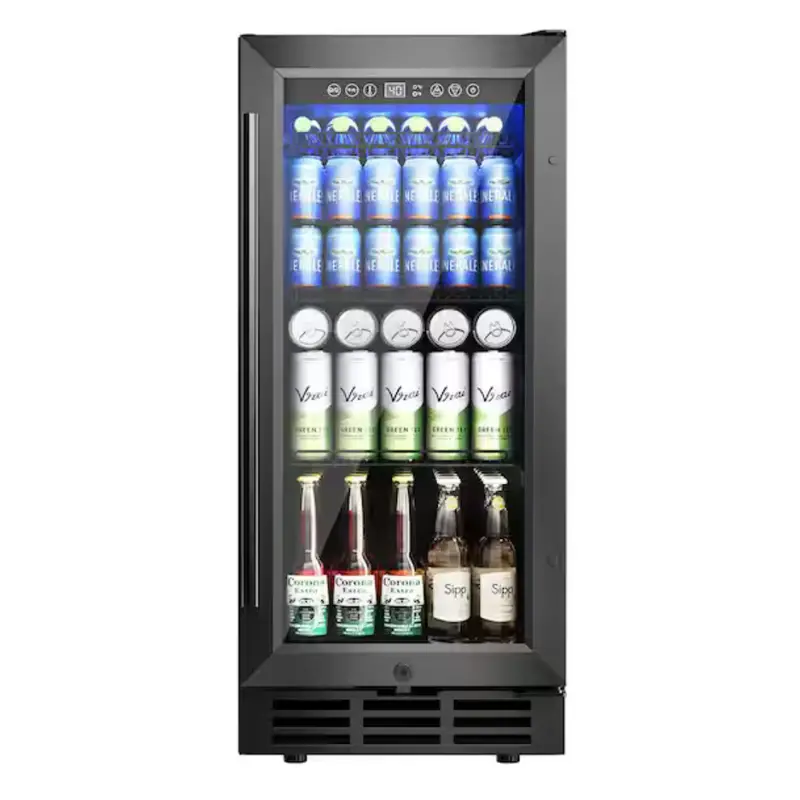 Euhomy 15" Single Zone 130-Cans Freestanding/Built-In Beverage And Wine Cooler 1