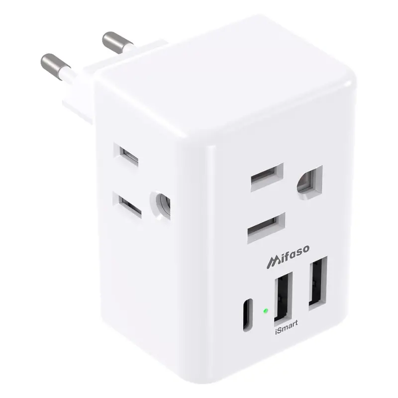 European Travel Plug Adapter With Usb Charging Ports 1