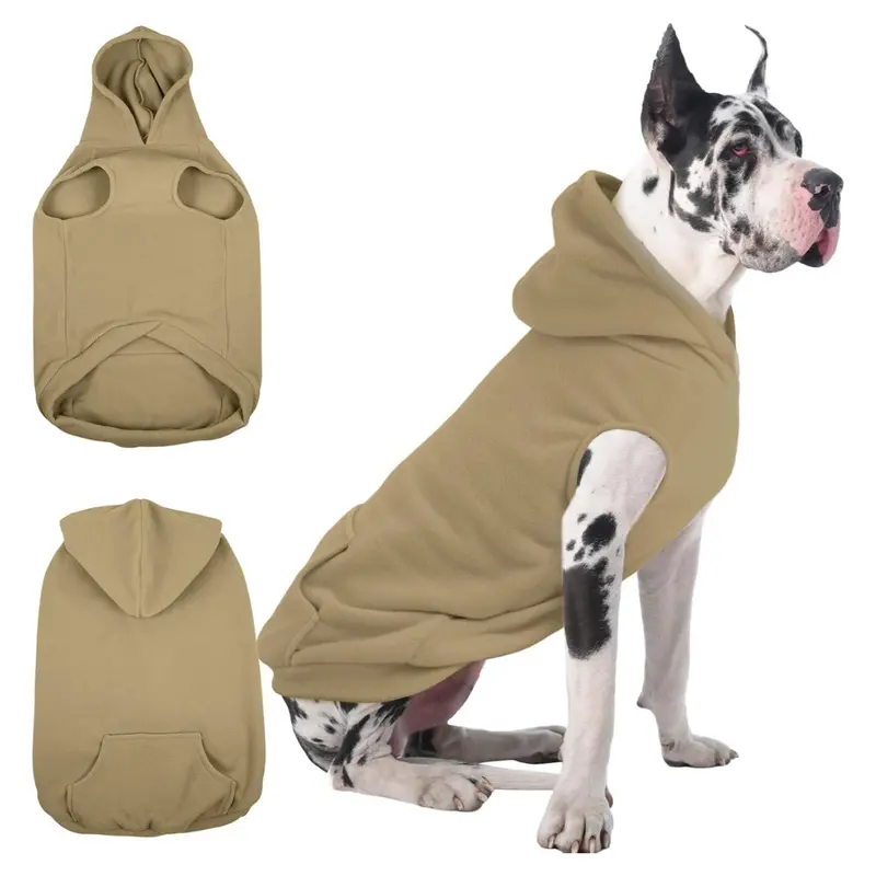 Extra Large Dog Hoodie Fleece Vest With Leash Hole & Pocket 1