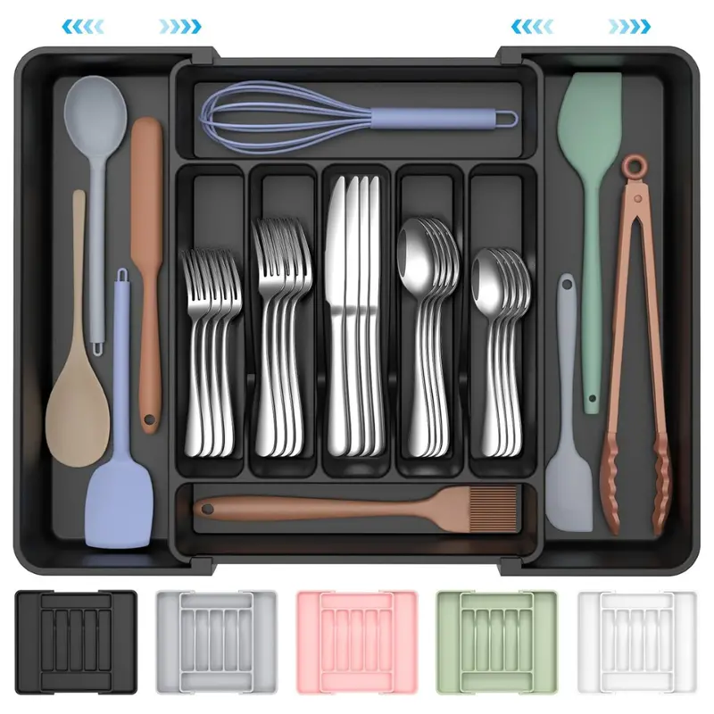 Extra Large Expandable Kitchen Drawer Organizer (Black) 1