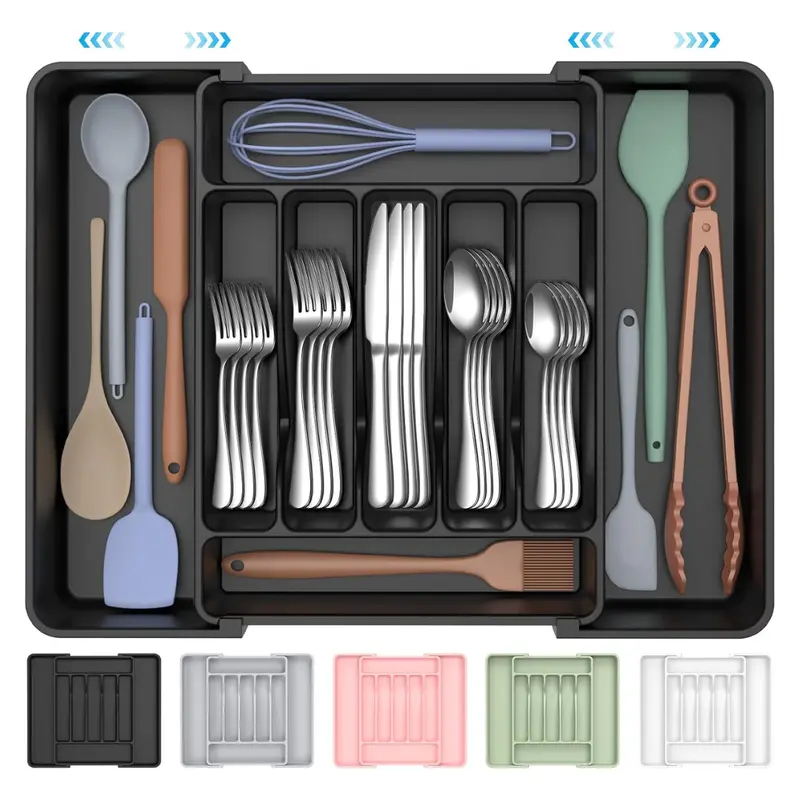 Extra Largeexpandable Kitchen Drawer Organizer (Black) 1