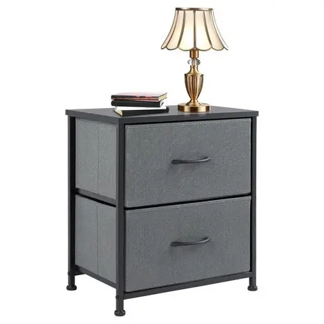 Fabric Nightstand With 2 Storage Drawers 1