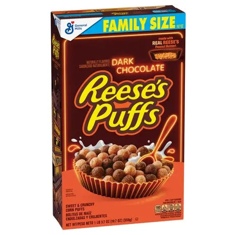 Family Size Box Reese's Puffs Dark Chocolate Cereal 1